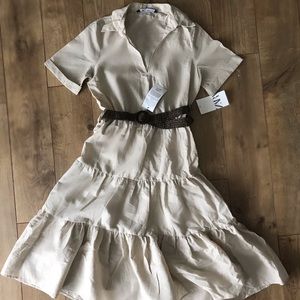 ZARA CREME BELT DRESS